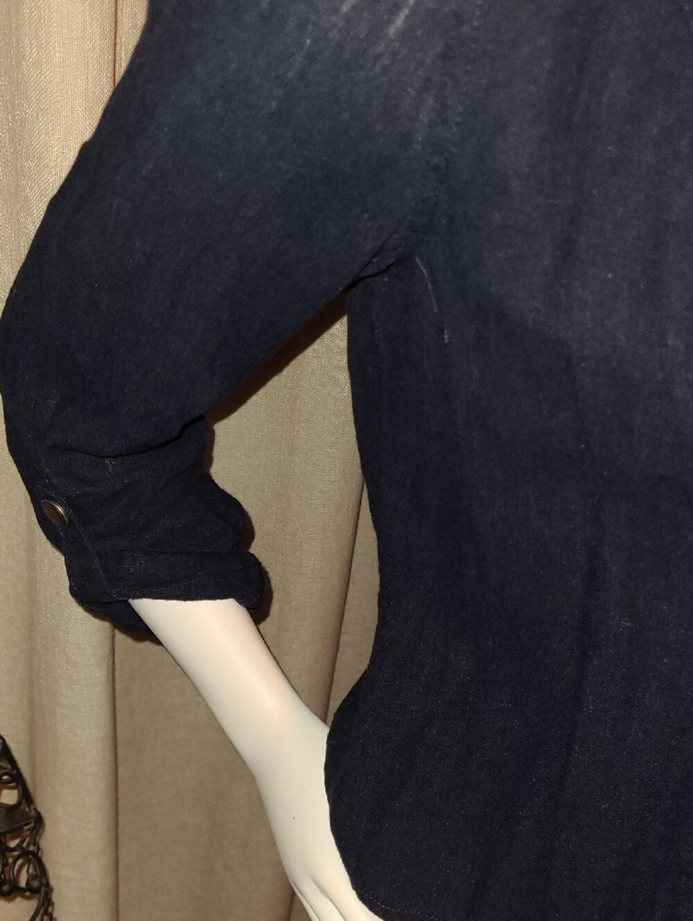 Maurices Navy Ruffled Detail Open-Front Jacket - Picture 5 of 7